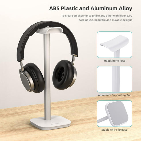 Headphone Stand, Desktop Headset Holder Heavy Base Desk Earphone Stand Aluminum Gaming Headset Hanger Rack Compatible with AirPods Max, AirPods Pr...