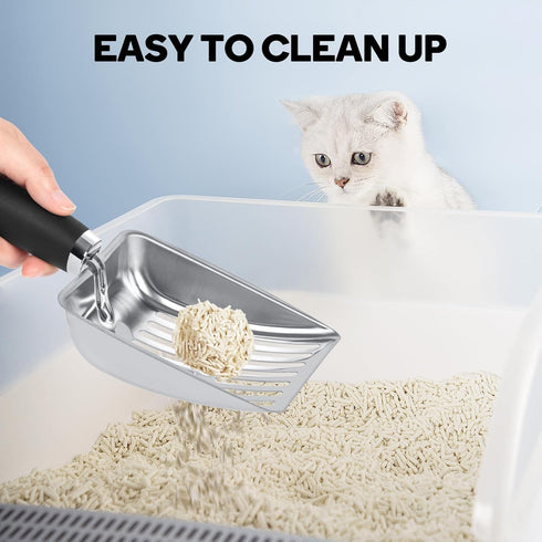 Cat Litter Scoop, Stainless Steel Sifter, Heavy Duty Poop Sifting, Kitty Metal Scooper, Kitten Poop Sifter...