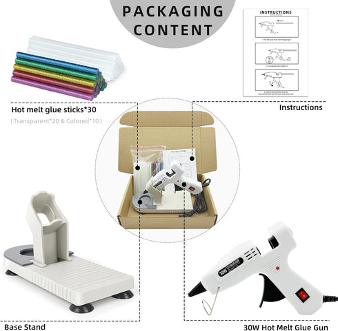 Hot Glue Gun Kit, Mini Hot Melt Glue Gun for Crafts with 30 Colorful Glue Sticks, Craft Glue Guns with Suction Cups Stand including Silicone Mat f...