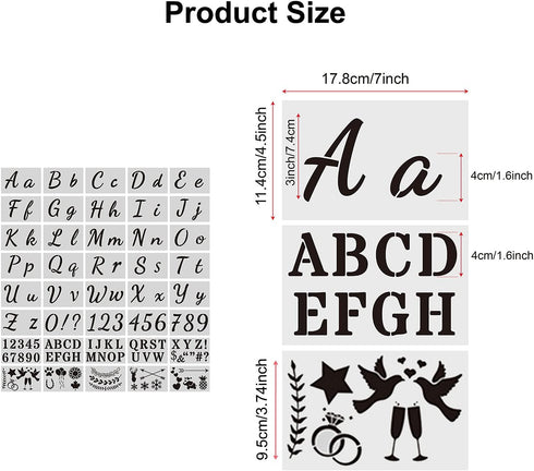 40 Pieces Letter Painting Stencils Reusable Cursive Letter Number Stencils Calligraphy Alphabet Stencil Template Kit Letter Stencils for Painting ...