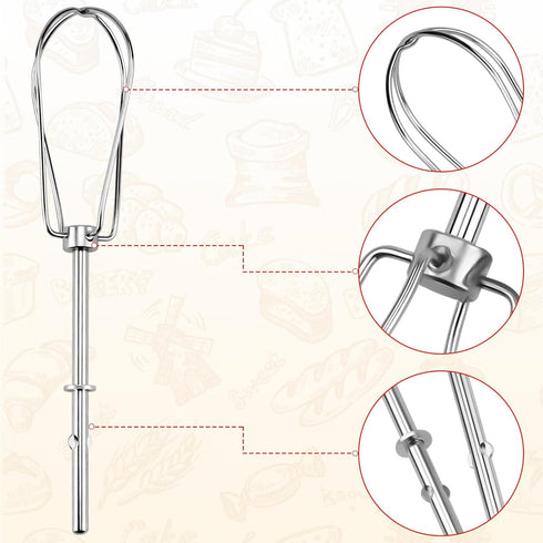 Fetechmate KHM2B W10490648 Hand Mixer Turbo Beaters (2 Pack) & KHMPW Stainless Steel Pro Whisk(2 Pack)-Replace AP5644233, PS4082859, KHM2B, KHM512...