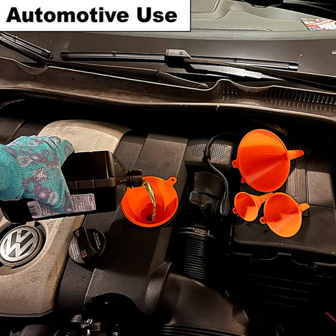 Plastic Funnel for Automotive Use - Kitchen Funnels for Filling Bottles, Jars, Containers or Lab Use - Oil Funnel for Gas, Car Oil, Lubricants and...