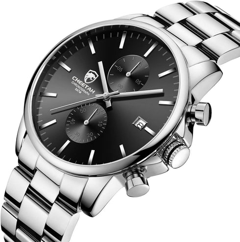 GOLDEN HOUR Fashion Business Mens Watches with Stainless Steel Waterproof Chronograph Quartz Watch for Men, Auto Date...