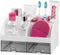 VITVITI Toothbrush Holders for Bathrooms Countertop, 8 Slots Toothpaste Bathroom Counter Sink Organizer with Drawers, Plastic Bathroom Organizer f...