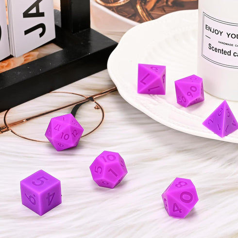 Silicone Dice, DND7PCS Piece Silicone Dice Set, with Flannelette Bag Storage Box, Suitable for Dungeons & Dragons Role-Playing and Board Games. (P...