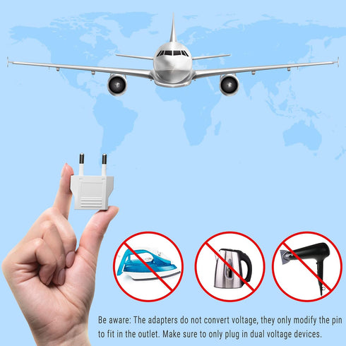 European Plug Adapter, Unidapt US to Europe Plug Adapter, 8 Pack European Type C Plug Adapters, 110V to 220V Wall Outlet, Travel Power Adaptor for...
