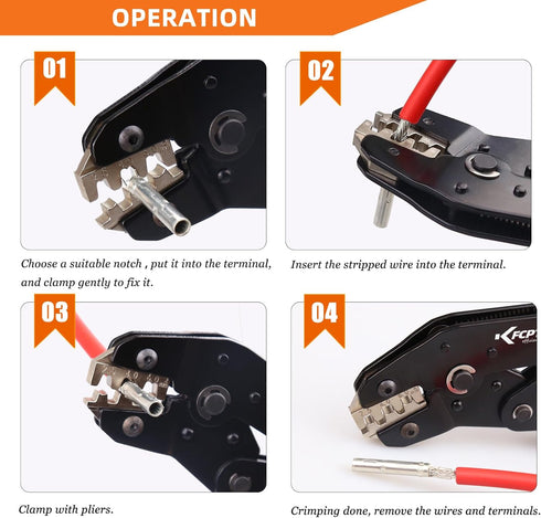 KF CPTEC?Solar PV Cable Crimping Tool for Solar Wire Connectors, AWG14-10 (2.5/4/6mm²) - 7 In Mini Solar Crimper...