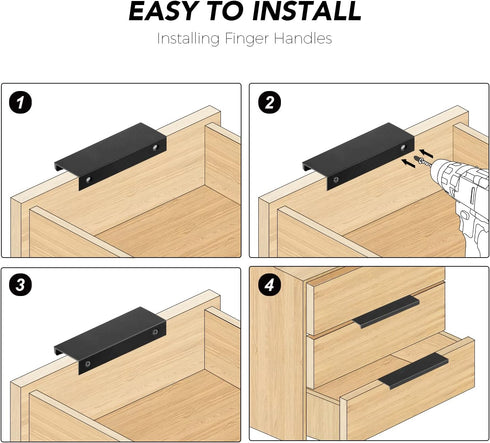 Ravinte 10 Pack Finger Pulls for Cabinets 150mm/5.9" Length Black Edge Pulls Matte Black Finger Cabinet Pulls Concealed Handles for Kitchen Drawer...
