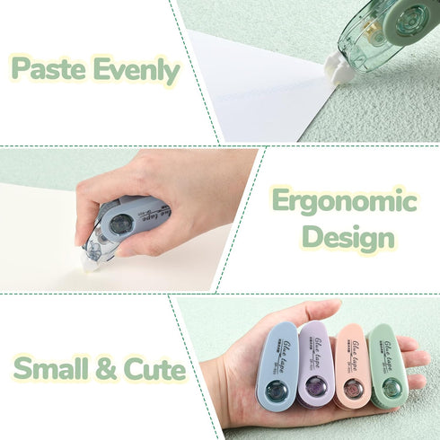 4Pcs Double Sided Tapes, Adhesive Glue Tape Roller for Scrapbooking Supplies, Dispenser Runner for Craft (Morandi 4-Piece)...