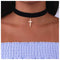 Gothic Velvet Choker Necklace Cross Pendant Necklace Short Suede Collar Necklace Black Wide Choker Necklace Jewelry for Women and Girls...