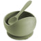 Ali+Oli Silicone Suction Bowl and Spoon Set (Sage, Original) - Unbreakable for 6 Months and Up, Self Feeding Utensils, First Stage Baby Feeding Su...