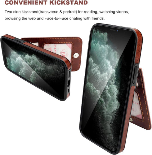 KIHUWEY Compatible with iPhone 12 Compatible with iPhone 12 Pro Case Wallet with Credit Card Holder, Premium Leather Magnetic Clasp Kickstand Heav...