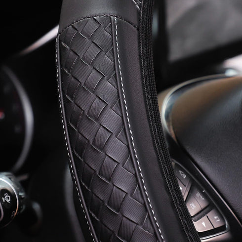 Car Steering Wheel Cover, Elastic Stretch Woven Vehicle Steering Protector Without Inner Ring, Auto Steering Protective Cover, 14.5-15 inch Univer...