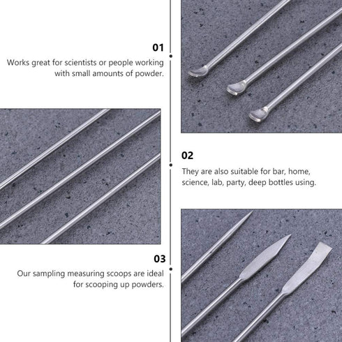 Hemobllo Stainless Steel Micro Lab Sampling Scoop Experiment Spoons Micro Medicine Spoons Reagent Laboratory Sampling Spoon Set 6PCS...