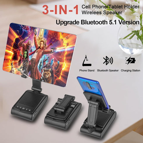Gifts for Men,Cell Phone Stand with Wireless Bluetooth Speaker HD Surround Sound for Home and Outdoors with Bluetooth Speaker for Desk Compatible ...