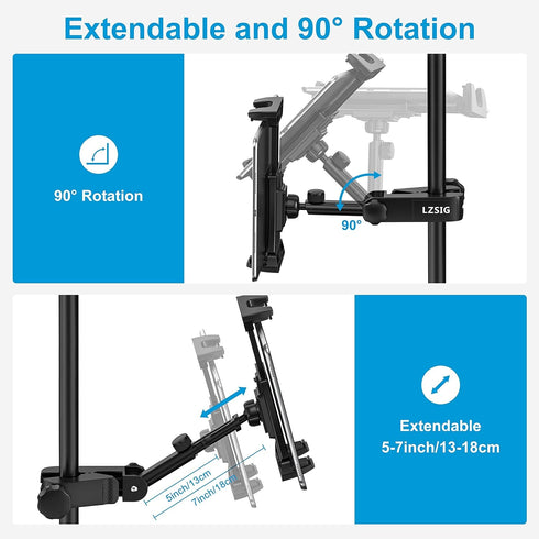 Updated Tablet Mount Holder for Mic Stand, Adjustable Microphone Music Stand iPad Phone Holder Stand, Compatible with iPad, iPhone, Android, All 4...