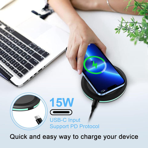 Wireless Charger Samsung Fast Charging Pad for Samsung Galaxy S24/S23 Ultra/S22/S21/Z Flip 5,15W Wireless Charging Station Charger Mat with QC Ada...