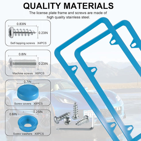 LivTee 4 Holes Stainless Steel License Plate Frames, 2 PCS Car Licence Plate Covers, Automotive Exterior Accessories Slim Design with Bolts Washer...