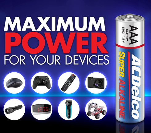 ACDelco 24-Count AAA Batteries, Maximum Power Super Alkaline Battery, 10-Year Shelf Life...