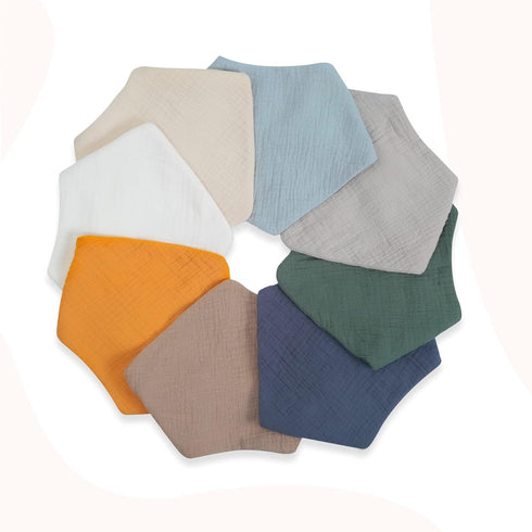 Cherub Muslin Bibs for Boys 8 Pack, 100% Cotton Baby Bibs for Drooling and Teething, Absorbent Baby Boy Bibs, Soft Muslin Bandana Drool Bibs for B...