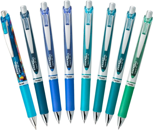 EnerGel RTX Retractable Liquid Gel Pen, 0.7mm, Note-Taking Hue, Navy, Blue, and Sky Blue Ink, Pack of 3 Pens (BL77LBNBP3M)...