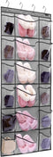 Over The Door Hanging Shoe Rack Organizer 18 Pockets Organizer with 6 Extra Large Clear Pockets for Shoe Holder Storage (18 Pockets-Grey)...