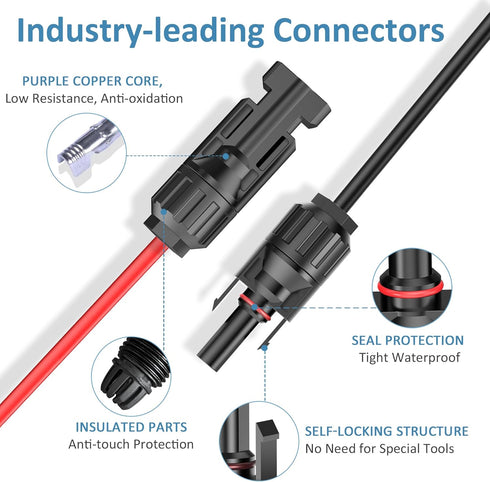 Solar Panel Plug to XT60 Charge Cable,PixelMan,10AWG Solar Connector to XT60 Cable with Upgraded XT60 Adapter, Solar Extension Cable (Solar Connec...