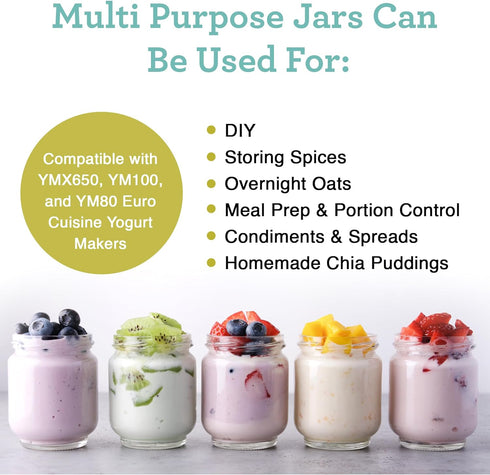 Euro Cuisine Glass Jars for Yogurt Maker, Set of 8...