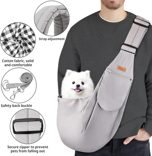 CUBY Dog and Cat Sling Carrier - Hands Free Reversible Pet Papoose Bag - Soft Pouch and Tote Design - Adjustable - Suitable for Puppy, Small Dogs,...