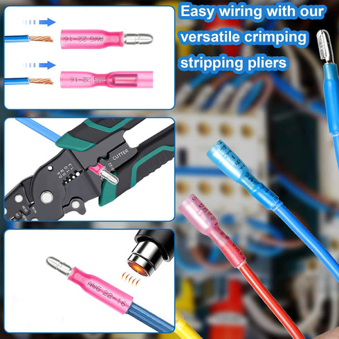 smseace 230PCS Heat Shrink Bullet Connectors Assortment Kit 22-10AWG Waterproof bullet connectors Heat Shrink Female&Male Bullet Butt connector fo...