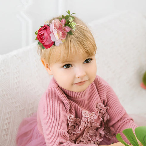 Cinaci 6 Pack Delicate Rose Flower Nylon Headbands Floral Bows Headband Super Stretchy Hair Bands Fancy Headpieces Tiara Crown Accessories Bulk fo...