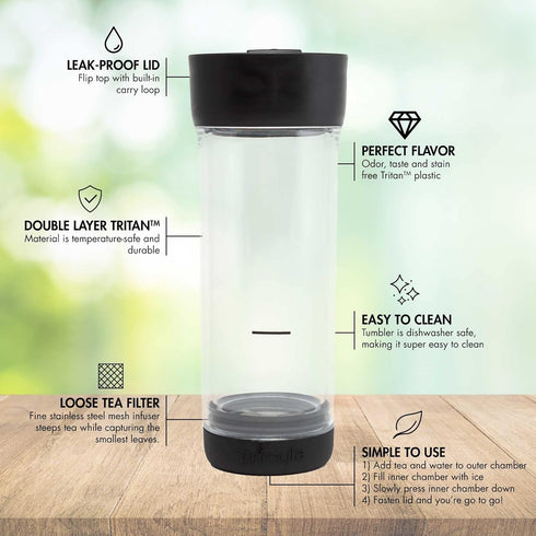 Primula Press and Go Iced Tea Maker, Travel Tumbler, Infuser Bottle, Leak-proof Flip-top Lid with Carry Loop, Dishwasher Safe, Made without BPA, 1...