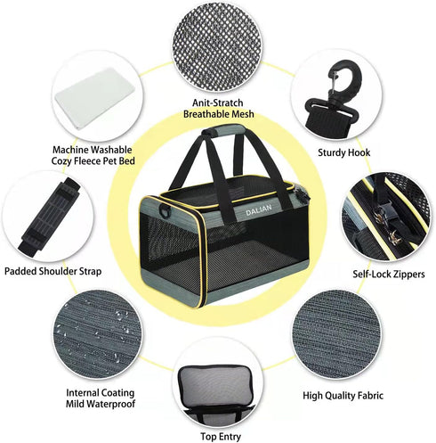 Cat Carrier Airline Approved Pet Carrier,Dog Carrier Soft-Sided Pet Travel Carrier Maximum Pet Weight 17 Pounds 17.5“x10 x10...