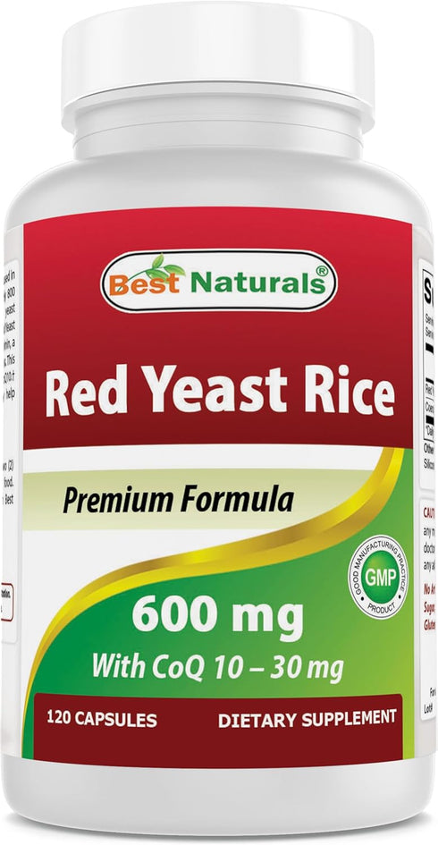 Best Naturals Red Yeast Rice with CoQ10, 120 Capsules - Cardiovascular Formula Contains 600 mg of Red Yeast Rice ans 30 mg of CoQ10...
