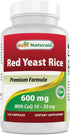 Best Naturals Red Yeast Rice with CoQ10, 120 Capsules - Cardiovascular Formula Contains 600 mg of Red Yeast Rice ans 30 mg of CoQ10...