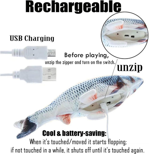 Electric Moving Fish Interactive Plush Toys...