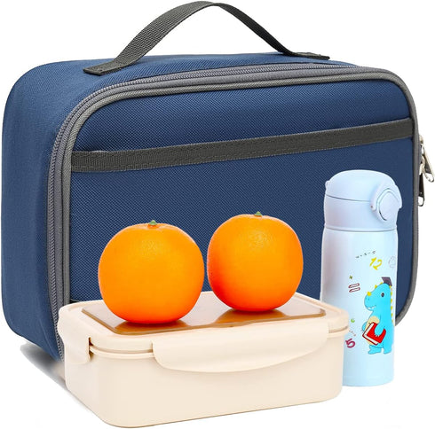 FlowFly Kids Lunch box Insulated Soft Bag Mini Cooler Back to School Thermal Meal Tote Kit for Girls, Boys,Cyan...