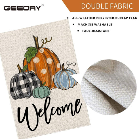 Fall Welcome Garden Flag 12.5 x 18 Inch, Pumpkins Double Sided Small Decorative Flag for Outside Yard Lawn Outdoor Decoration GB057-12...