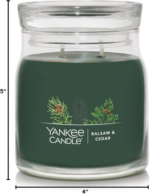 Yankee Candle Balsam & Cedar Scented, Signature 13oz Medium Jar 2-Wick Candle, Over 35 Hours of Burn Time, Christmas | Holiday Candle...