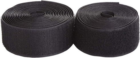 Sew on Hook and Loop Style 2 Inch Non-Adhesive Back Nylon Strips Fabric Fastener Non-Adhesive Interlocking Tape Black,5 Yard...