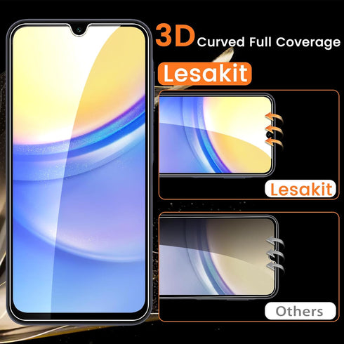 4+4 Pack Samsung Galaxy A15 5G Screen Protector, 4 Pack Tempered Glass Screen Protector with 4 Pack Camera Lens Protector, 9H Hardness Anti-Finger...