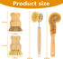 Bamboo Dish Brushes Sets 4 Tools in One Kitchen Clean Dish Scrubber for Pots Pans Bottles with Natural Bristles (Bamboo Brushes Sets)...