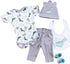 Reborn Baby Dolls Boy Clothes 22 inch Gray Dinosaur Outfit Accessories 5 pcs Sets Fit 20-22" Newborn Dolls Clothes...