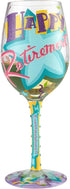 Enesco 6002442 Designs by Lolita Happy, Retirement Blown Wine Glass, 15 oz., Multicolor...