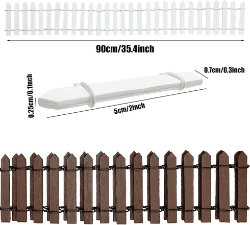 Woohome 35Inch Miniature Fairy Garden Fence, 4 PCS DIY Wood Picket Fence Mini Ornament for Dollhouse Home Garden Plant Pot DIY Diorama Project for...