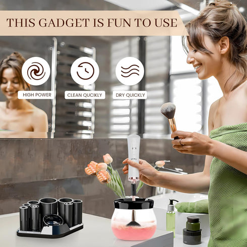 Electric Makeup Brush Cleaner and Dryer Machine - Super Fast Cleaning and Dry Make Up Brushes - Automatic Cosmetic Brush Cleanser Remove Tool for ...