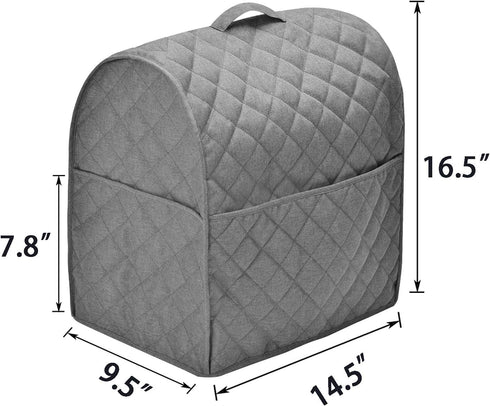 Stand Mixer Dust Cover with 3 Pockets Compatible with KitchenAid Tilt Head, Easy Cleaning,Can Ironable (Light Gray, Fits for 6-8 Quart)...