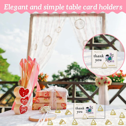 Eersida 60 Pieces Table Number Holder Place Samll Triangle Shape Name Numbers Table Photo Picture Holder Stand Clip for Wedding Baby Shower Party,...