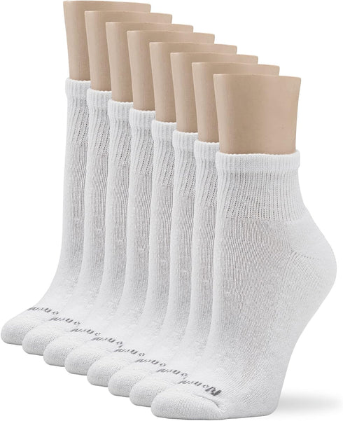 No nonsense womens Cushion Quarter Top 8 Pair Pack Liner Socks, White, One Size US...
