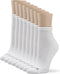 No nonsense womens Cushion Quarter Top 8 Pair Pack Liner Socks, White, One Size US...